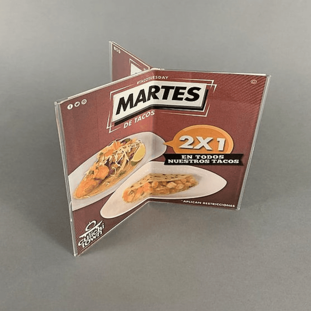 Porta hojas menú 6 Caras en AcrílicoTransparente